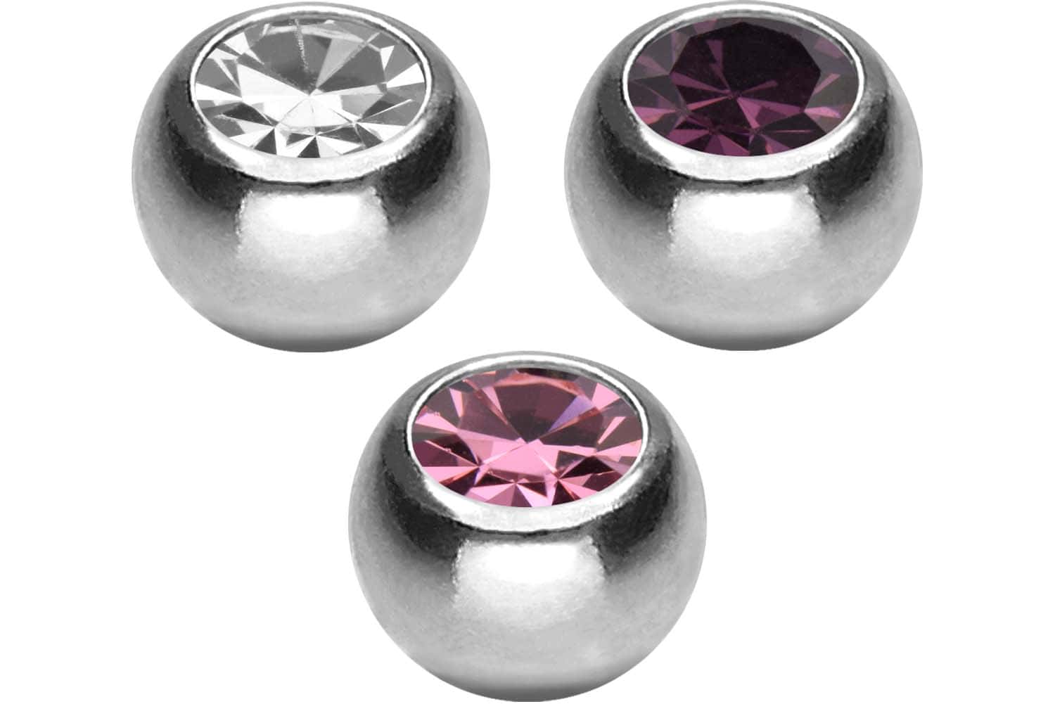 SET Titan Schraubkugel KRISTALL von Piercingline